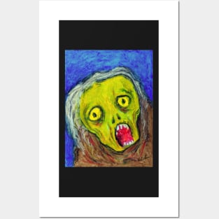 Hand drawn of a Halloween ghoul ghost screaming and terrified by fear. Posters and Art